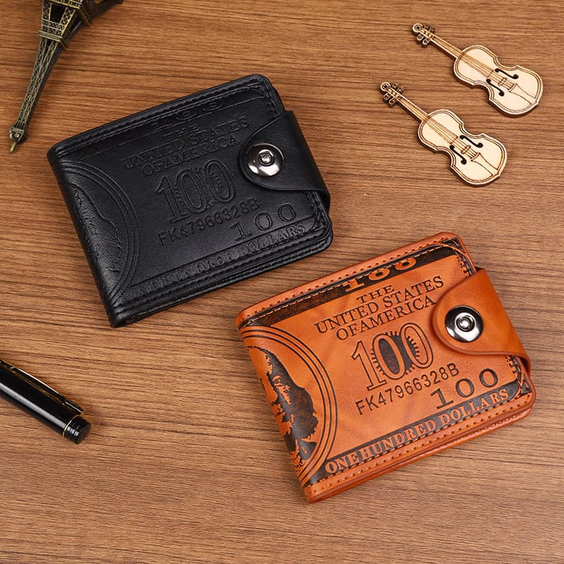 Cross-border Men's Wallet with Dollar Pattern, Ultra-light PU Bag, Multi-functional Retro High-end Multi-card Slot Manufacturer