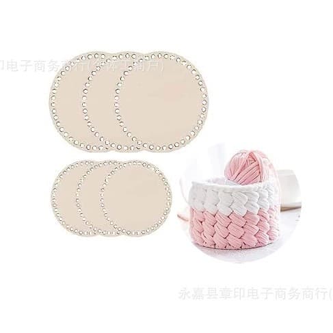 Ready-stock 6-piece wooden base round wooden crochet basket bottom blank knitted storage bag box