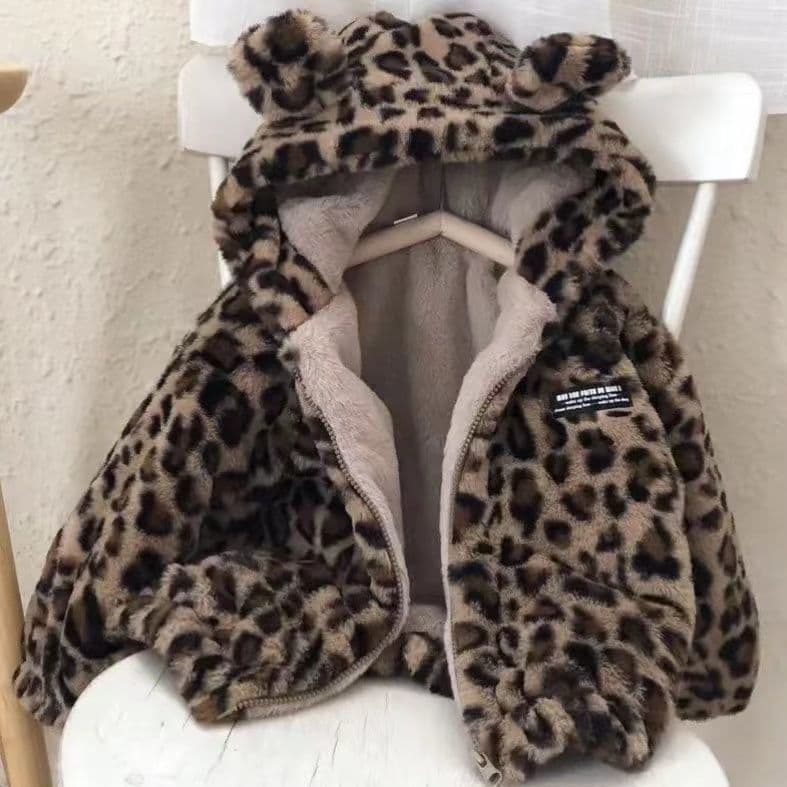 Korean Children's Clothing 2024 Autumn and Winter Korean Style Leopard Print Lamb Velvet Plus Velvet Thickened Jacket for Boys and Girls Fashionable Fashion
