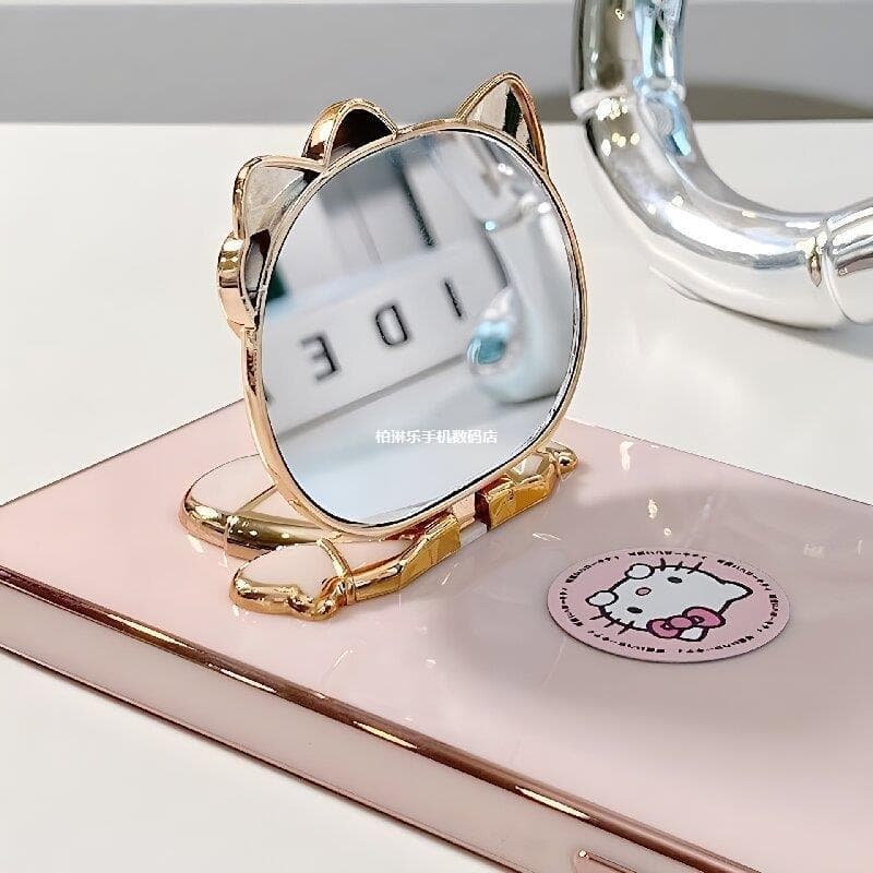 17air KT Cat Phone Back Sticker Stand 360 Rotating Cartoon Electroplated with Makeup Mirror Cute Girl Phone Case