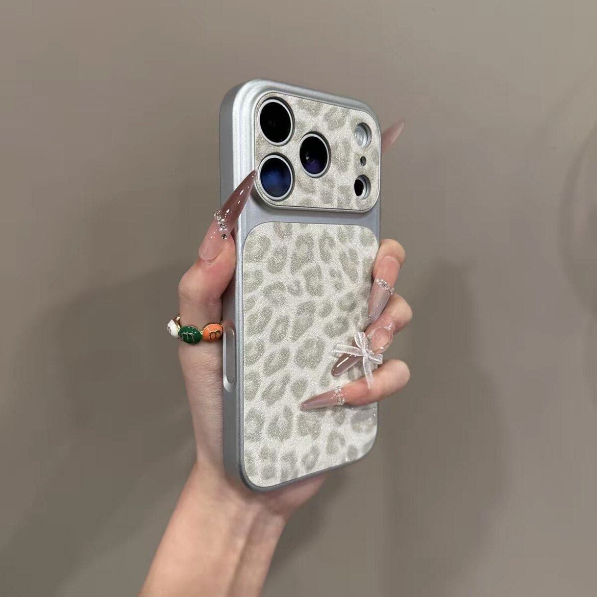 Instant 17 Premium Glitter Leopard Print Case for iPhone 17, Full Coverage Large Window, Apple 16 Shockproof Soft Case