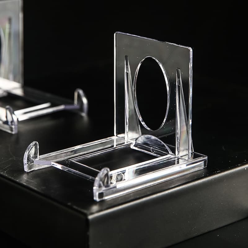 Transparent bracket display stand with acrylic tripod, adjustable brick holder