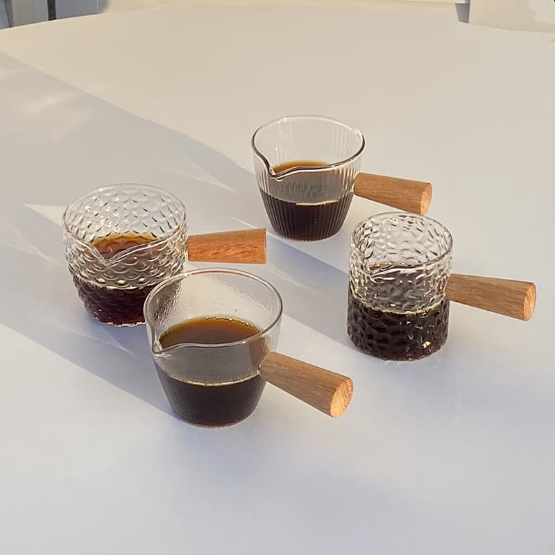 High borosilicate mini handled creative glass sauce pot, seasoning dish, dipping dish, mini milk jug with hammered texture