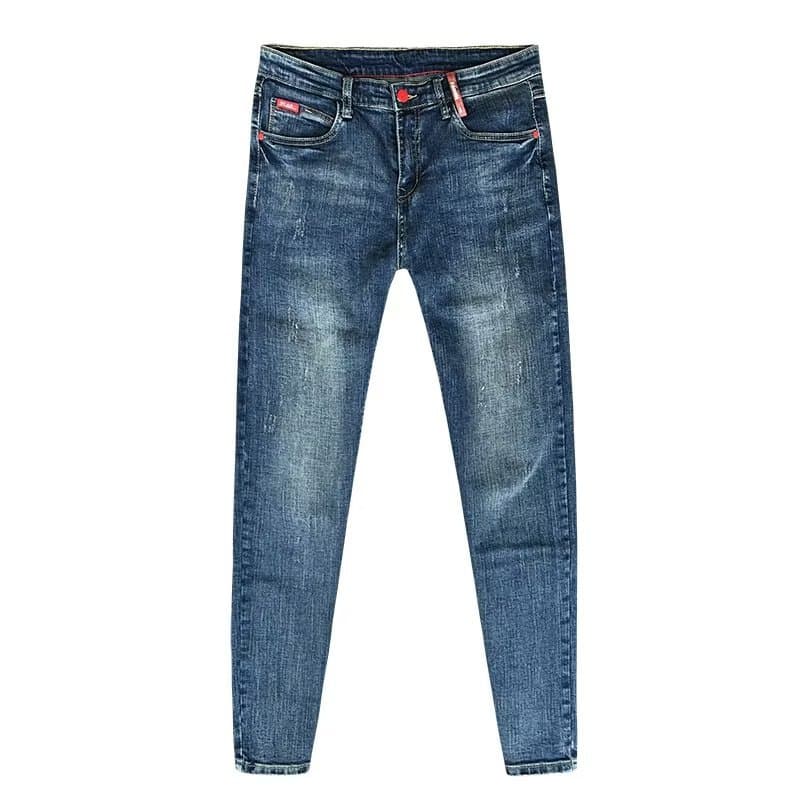 Men's Jeans 2025 New Korean Style Slim Fit Tapered Pants Trendy Versatile Cool Washed Cropped Pants