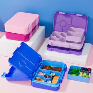 Amazon Double Buckle Bento Box for Kids Students Portable Compartment Fresh-Keeping Lunch Box Square Microwave-Safe Food Container