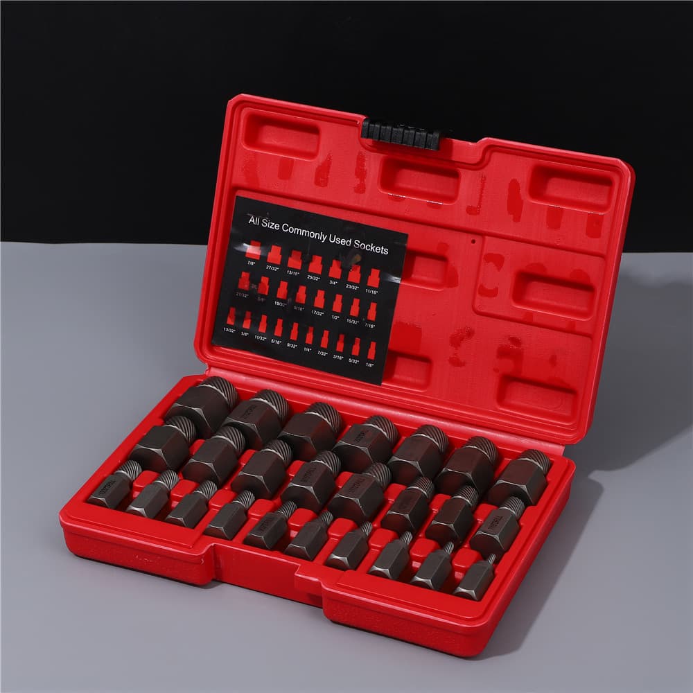 25pc screw removal combination hexagonal inch damaged sliding thread screw extractor set auto repair tools