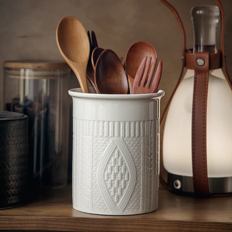 Aesthetic and Practical Sweater Embossed Storage Jar, Tabletop Ceramic Chopstick Holder, Study Room Decoration, Cross-Border Export