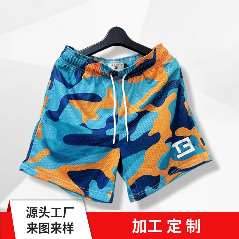 Custom Polyester Quick-Dry Mesh Beach Shorts, Cross-Border European and American Hot Sublimation Basketball Shorts, Loose Plus Size Mesh Pants