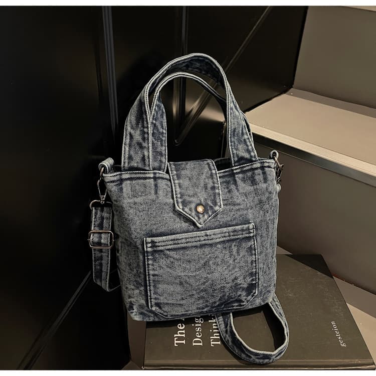 Cross-border denim retro handbag for women 2026 new commuter crossbody bag versatile bucket bag shoulder bag Bags
