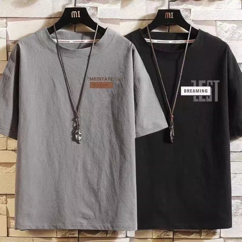 Cross-border new summer ice silk short-sleeved T men's Hong Kong style loose five-quarter sleeve men's short-sleeved men's short-sleeved T-shirt