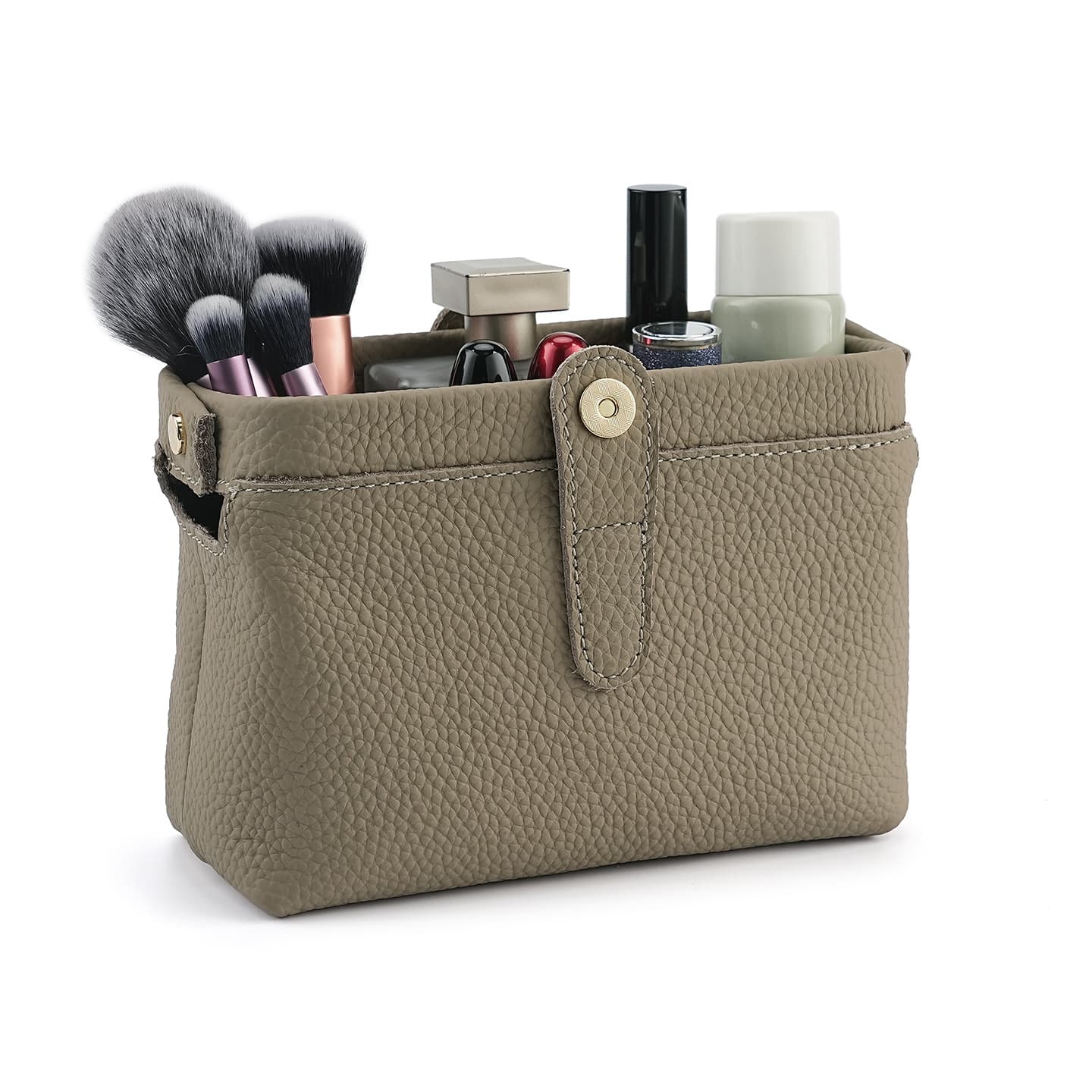 New Genuine Leather Makeup Bag Multi-functional Metal Clasp Handbag Phone Pouch Factory Wholesale