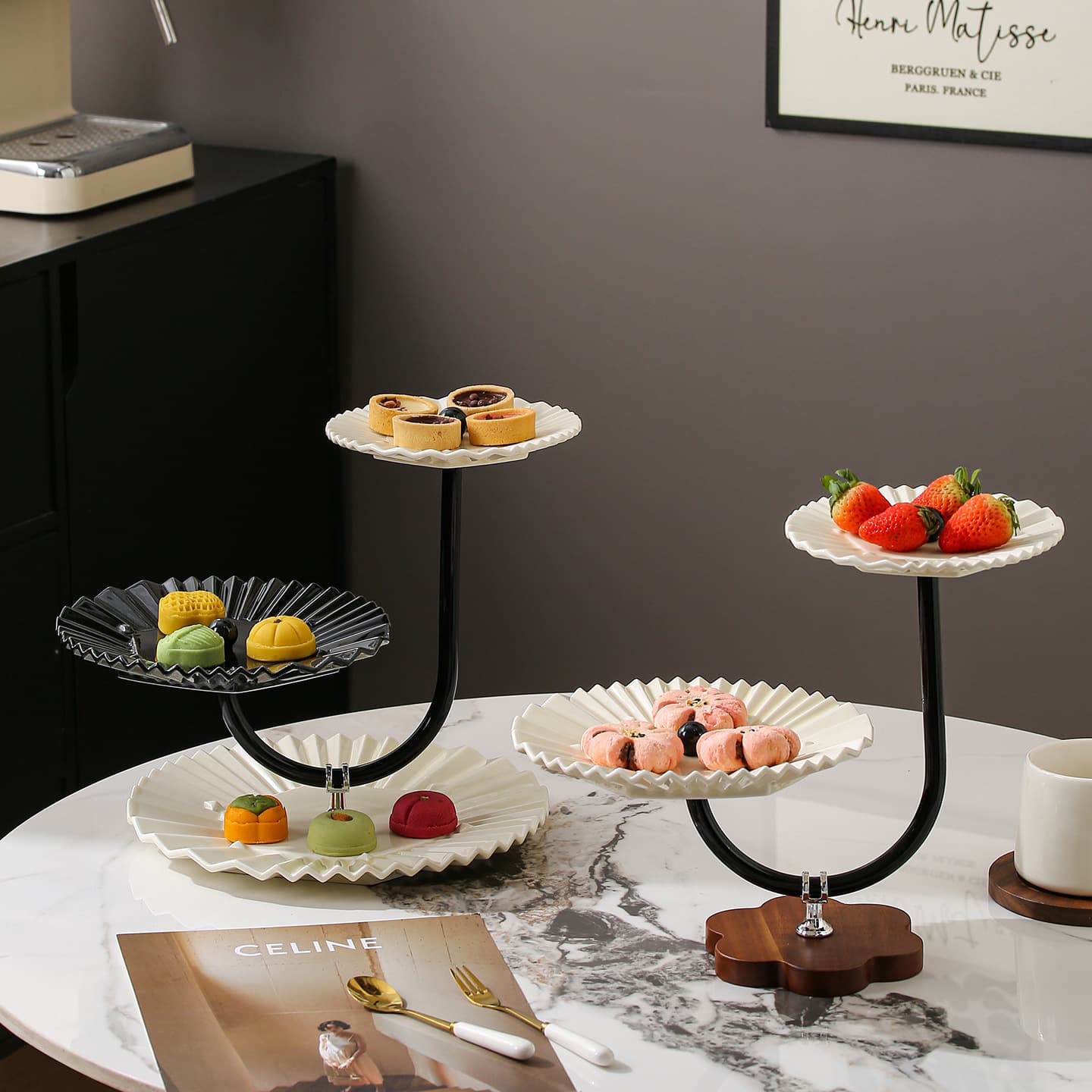 Double-layer Snack Tray Fruit Plate for Living Room, Front Desk, Nuts, Dessert Plate, Afternoon Tea Stand