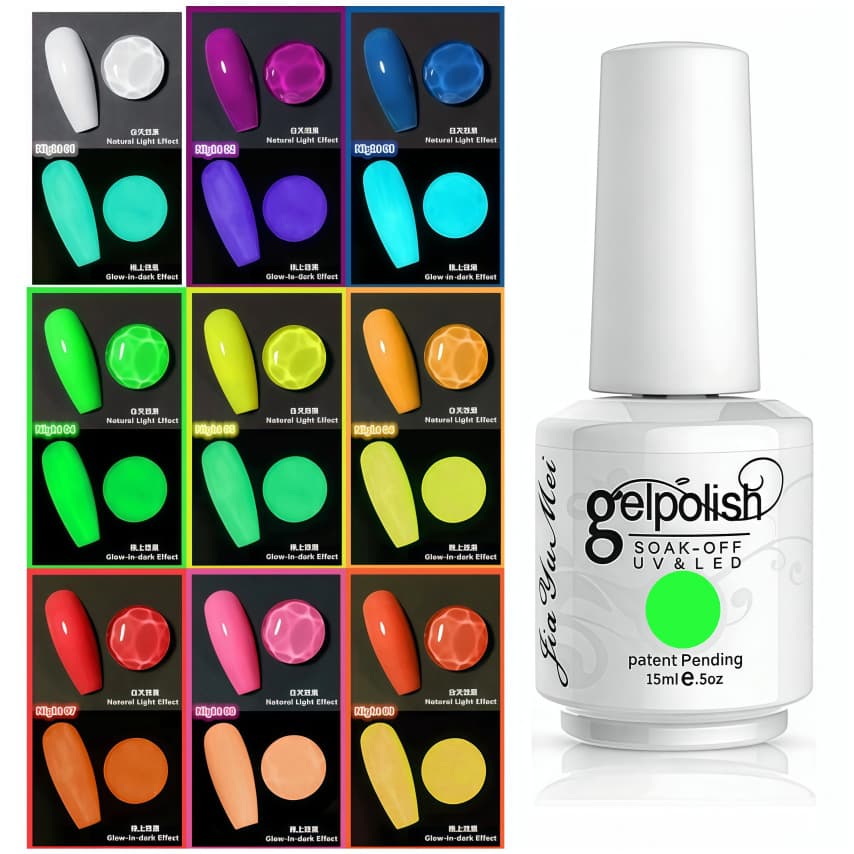 Glow-in-the-Dark Gel Set, Popular European and American Nail Gel, Nightclub Disco Fine Glitter Fluorescent Gel, Wholesale Nail Gel Polish