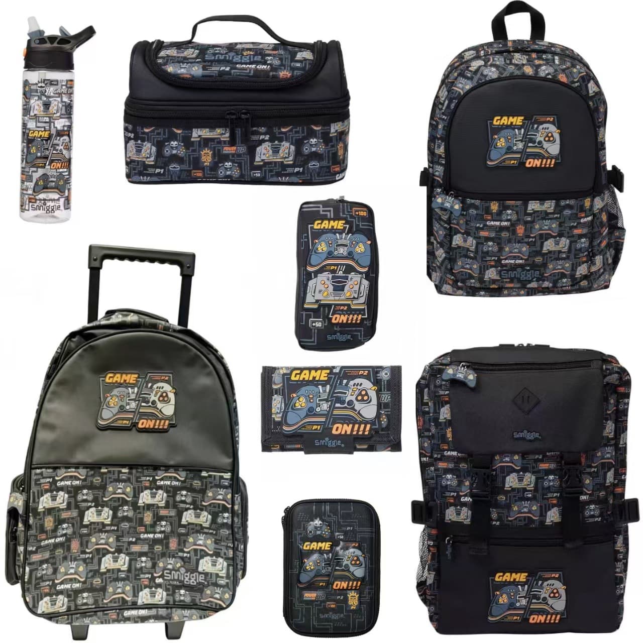 Australian smiggle schoolbag student schoolbag children's outdoor leisure bag orange gray GAME.ON suit series