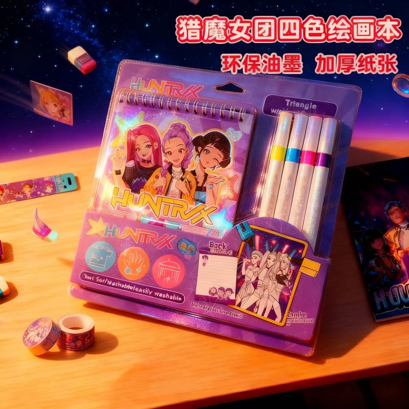 Cross-border KPOP Witch Hunter Group High-Appearance Children's Coloring Book, 4-Color Educational Coloring Book