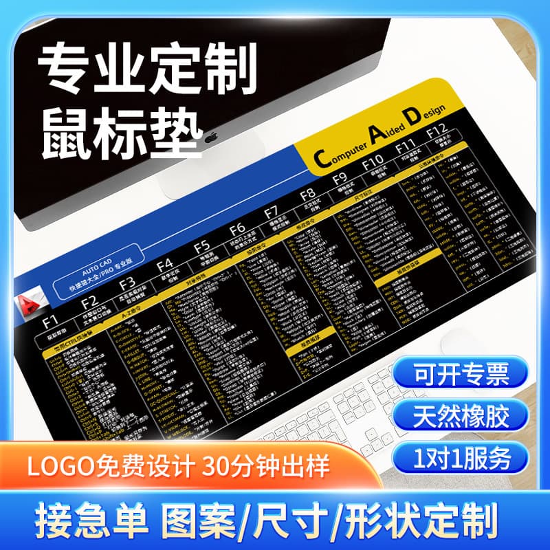 Extra Large Mouse Pad Desk Mat with Shortcut Keys, Thickened Locked Edge Keyboard Pad, Same Style as Douyin and Xiaohongshu, Recommended Mouse Pad