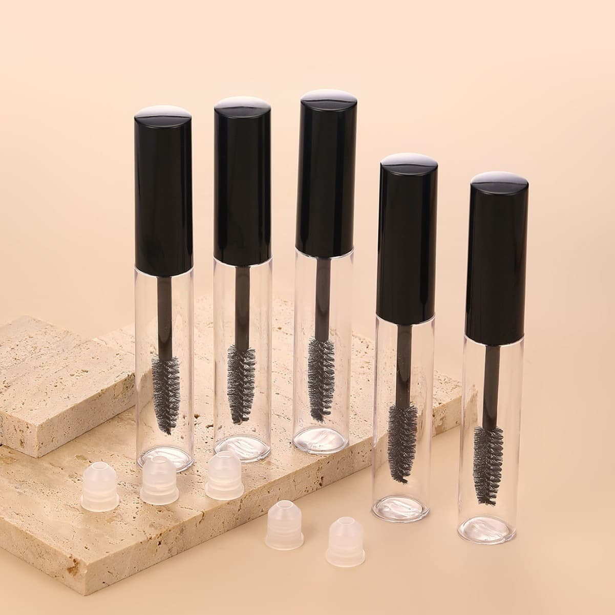 10ml Mascara Tube, Transparent Mascara Bottle, Eyeliner Liquid Bottle, Bright Black Frosted Growth Serum Bottle, In Stock