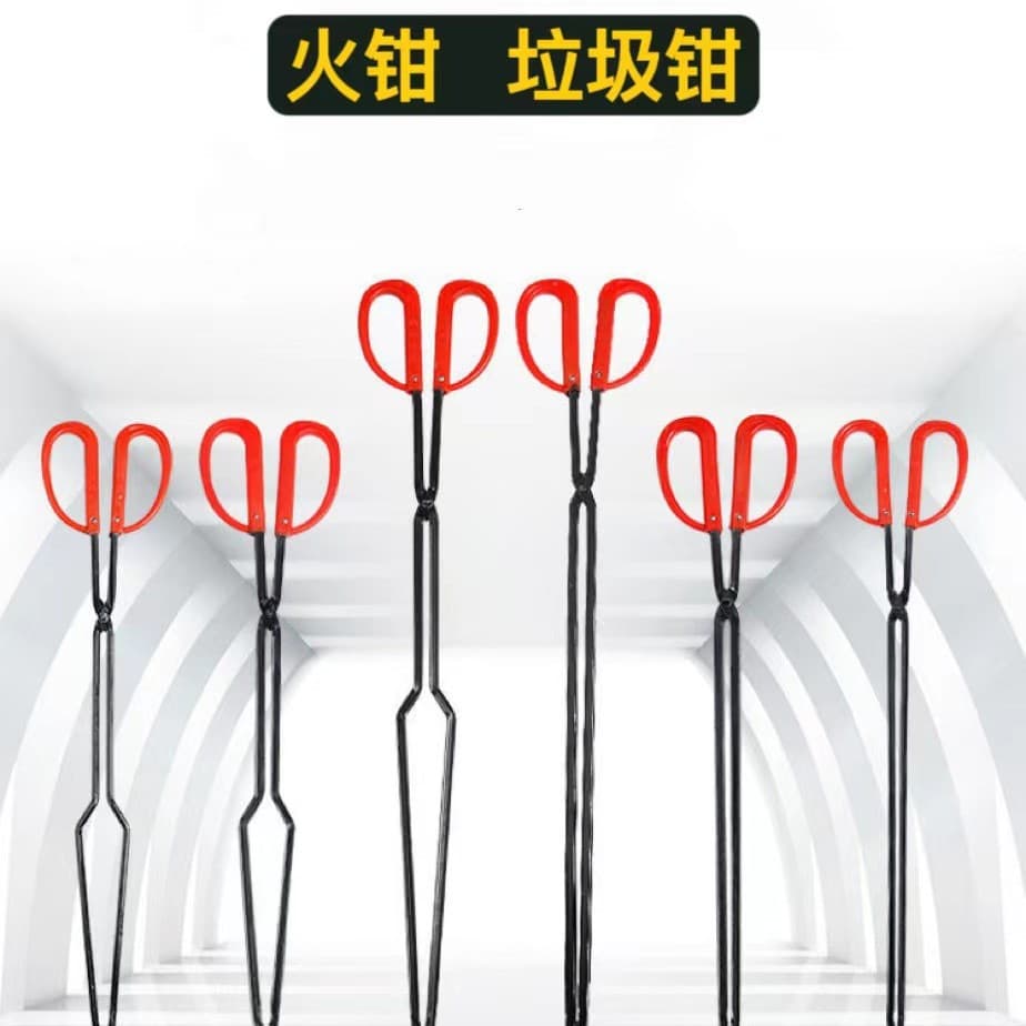 Red Handle Flat-Mouth Barbecue Tools Coal Ball Clamp Trash Clamp Fire Tongs Wholesale Supply Kitchen Utensils And Houseware