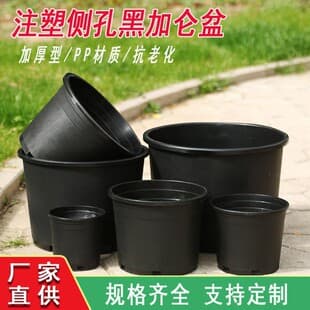 Black Gallon Pot Plastic Side Hole Pot Thickened Succulent Rose Green Plant Potted Nursery Breathable Root Control Fruit Tree Flower Pot