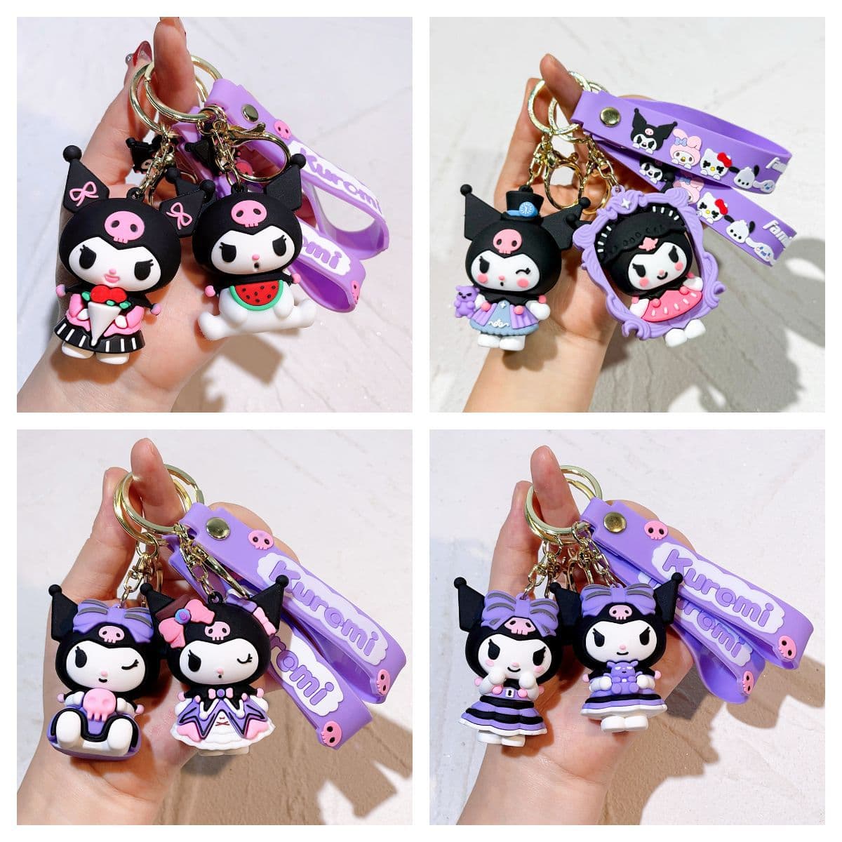 New popular creative cartoon Sanrio keychain cute silicone doll machine gift couple keychain