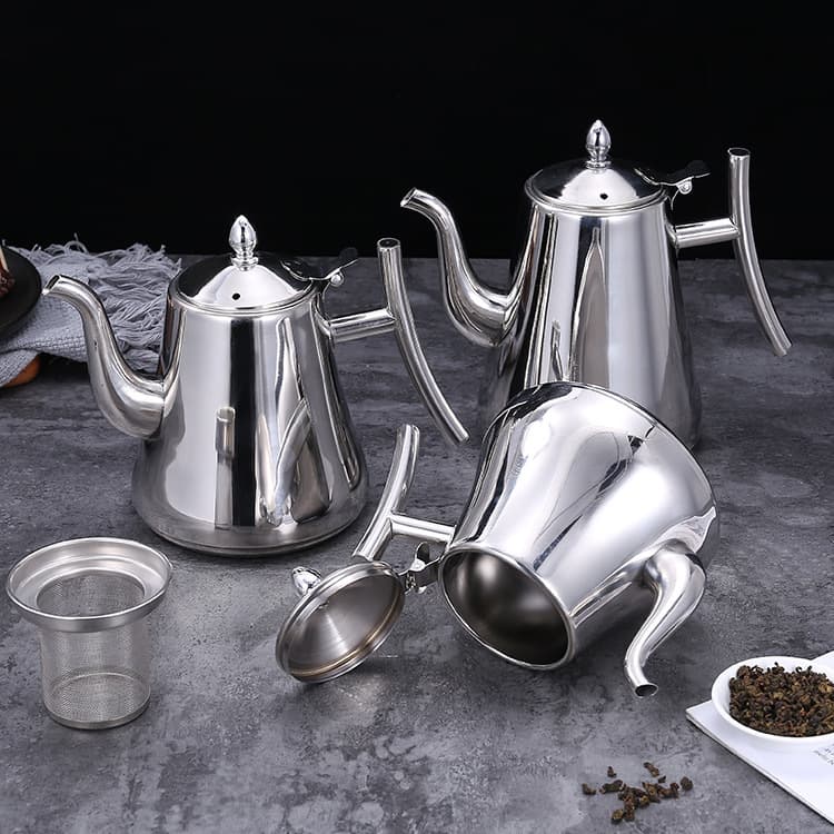 Direct Sales Stainless Steel Coffee Pot with Filter, Tea Infuser, Induction Stove Kettle, and Cold Water Jug for Restaurants and Cafes