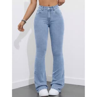Cross-border Exclusive 2026 New Women's Clothing Amazon Simple Versatile Elastic Light Blue Micro-flared Jeans for Women JEANS