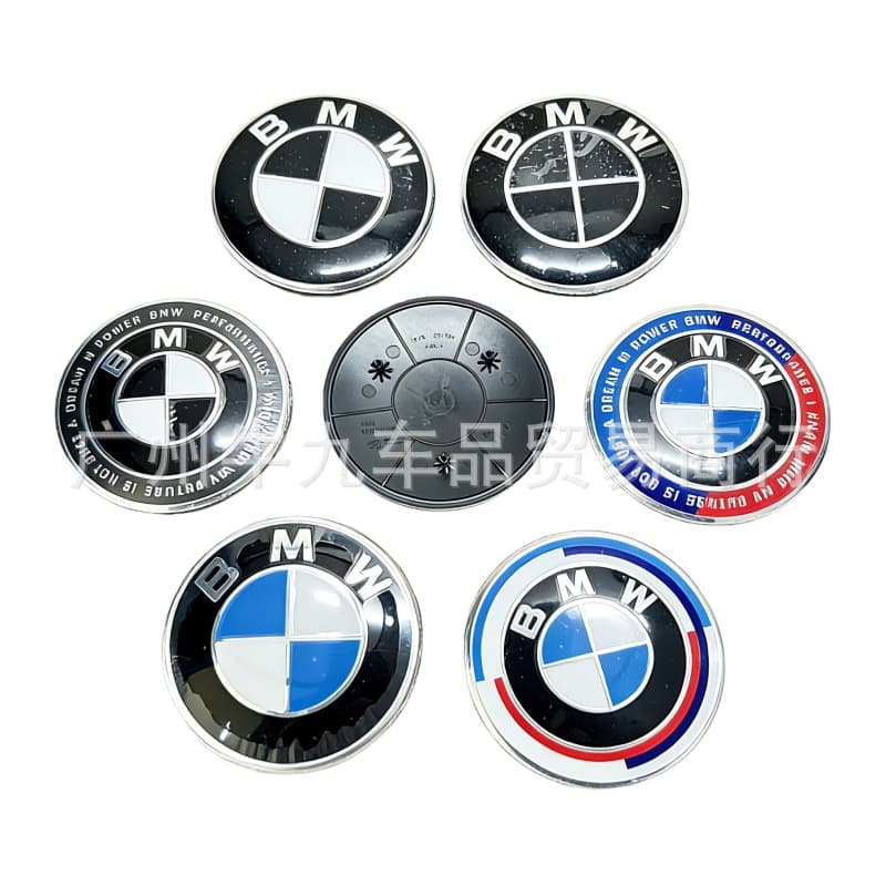 For BMW New X7 Front Hood Emblem 7 Series Engine Cover Badge 50th Anniversary Blue White BMW Logo 95mm 3 Clips
