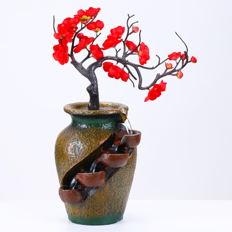 Hongru Plum Blossom Desktop Miniature Rockery Fountain Office Desk Decoration L27 Waterfall-Style Ornament Modern Minimalist