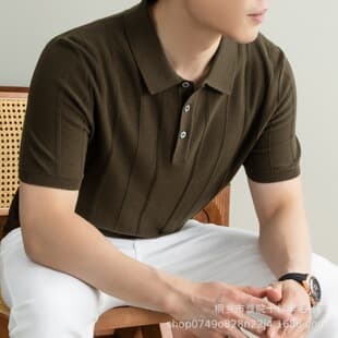 Tencel Linen Old Money Style 2026 Summer New Men's Short Sleeve Polo Shirt, Men's Youth Short Sleeve Shirt