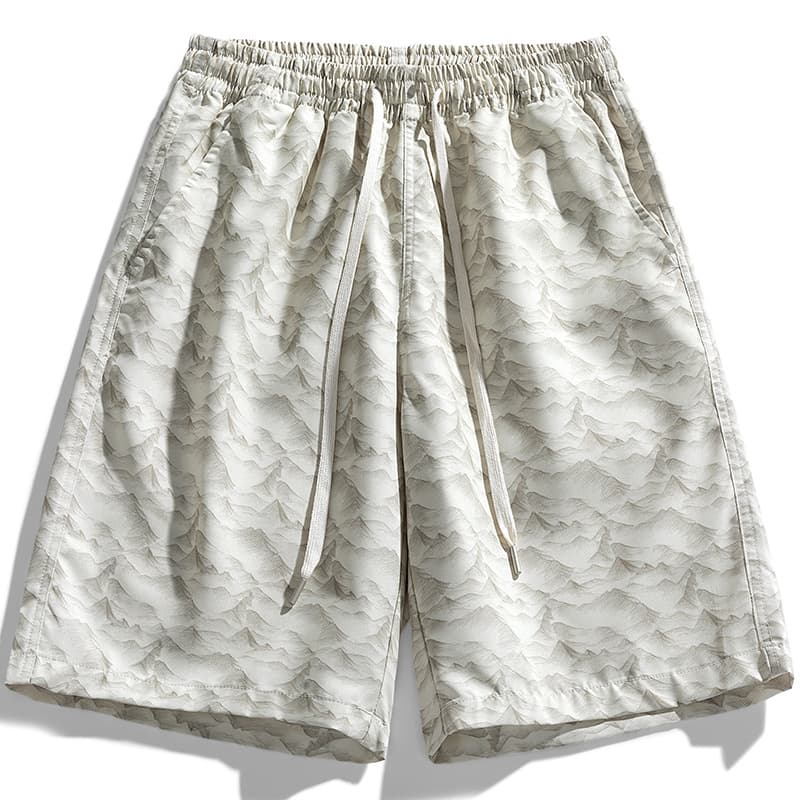 Summer Men's Mountain Print Quick Dry 5-Inch Shorts Loose Straight Casual Shorts Sports Beach Shorts Plus Size Men's Wear Export