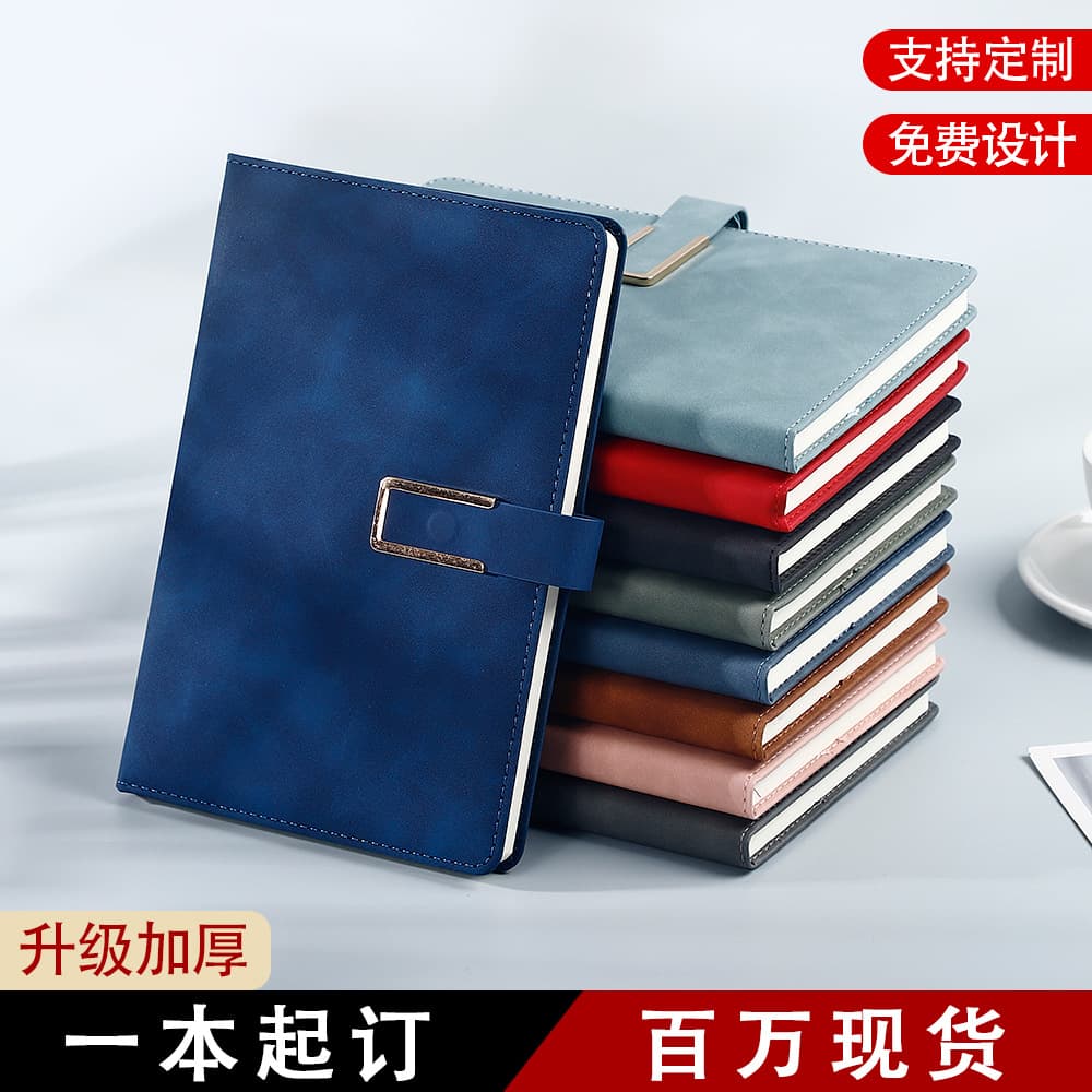 U-Shaped Buckle Notebook In Stock Faux Leather PU Notepad Business Office Meeting Minutes Foreign Trade Lined Notebook Custom