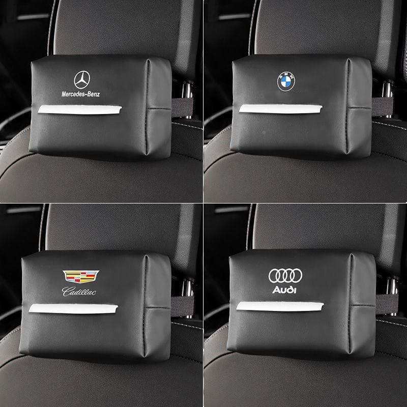 Car tissue box leather car tissue bag seat-mounted back-mounted car tissue box multi-function tissue bag