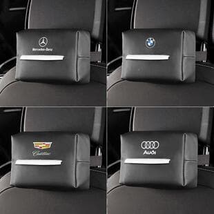 Car Tissue Box Leather Tissue Holder Seat Back Hanging In-Car Multifunctional Tissue Bag