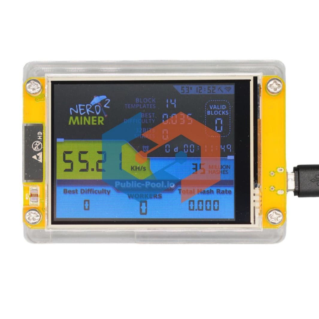 NerdMiner V2 2.8-inch display, lottery machine, low power consumption, unlimited solo mode, 55KH computing power