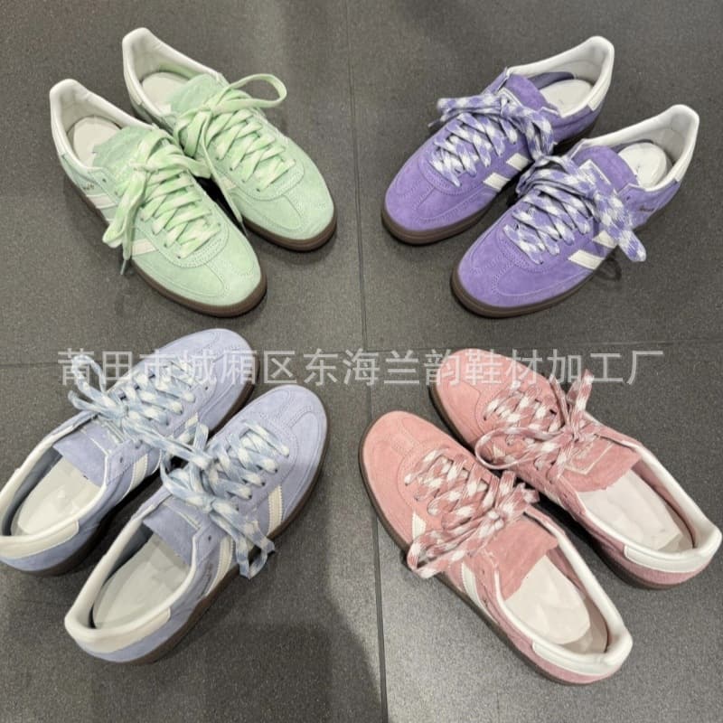 Factory stock Adidas original handball series hollow shoelaces double-layer pink-white insert color low-top shoelaces wholesale