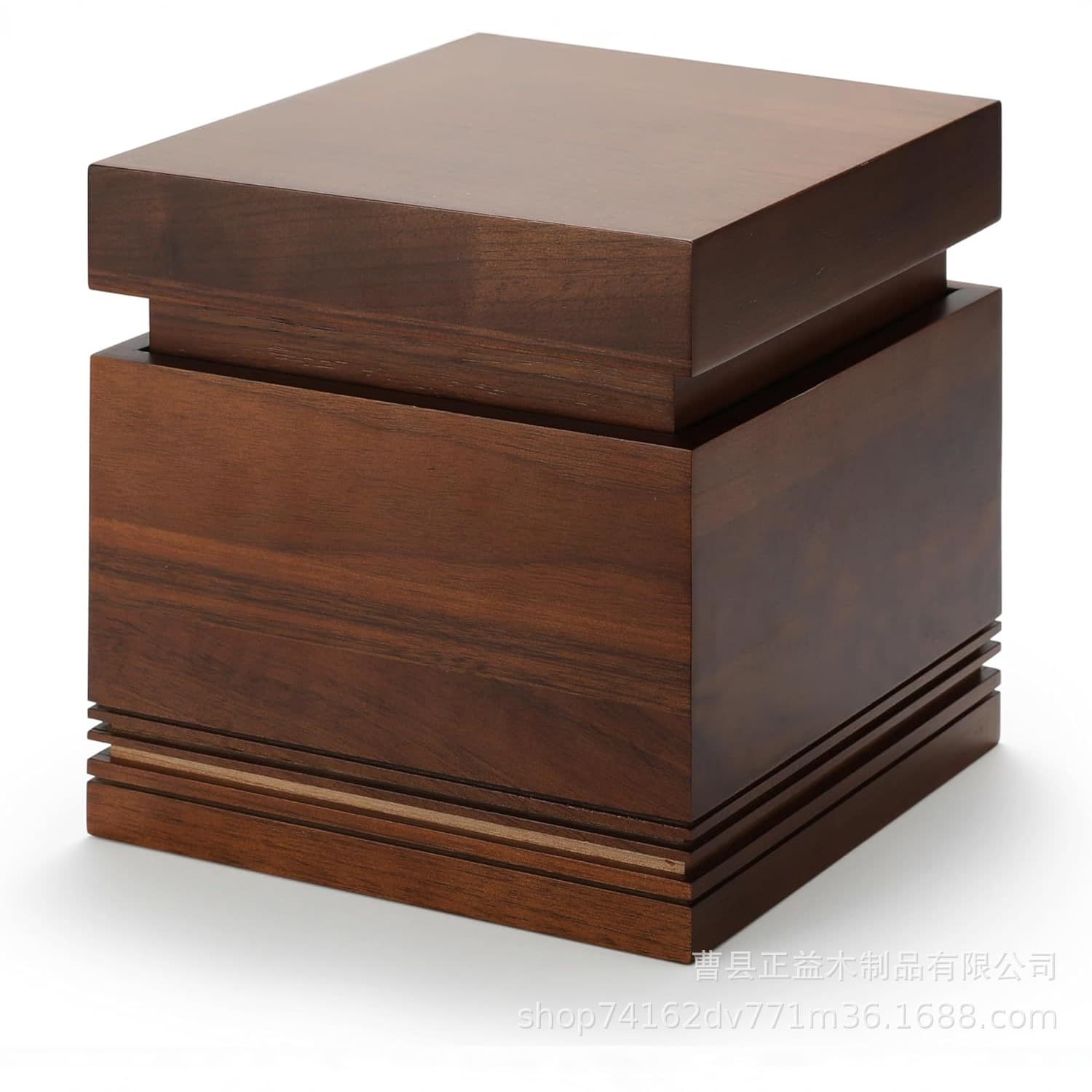 Walnut-colored ash storage box, heaven-and-earth lid decorative case, large capacity adult funeral urn, burial supplies.