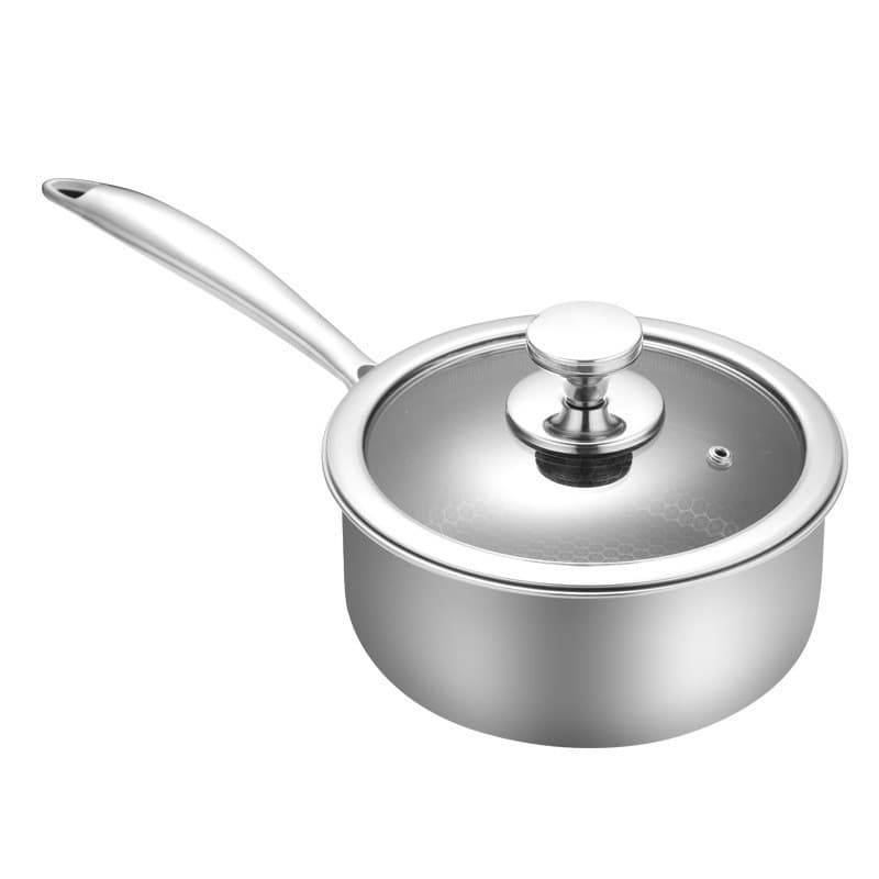 Cross-border stainless steel milk pot, universal for induction and gas stoves, thickened flat-bottom design