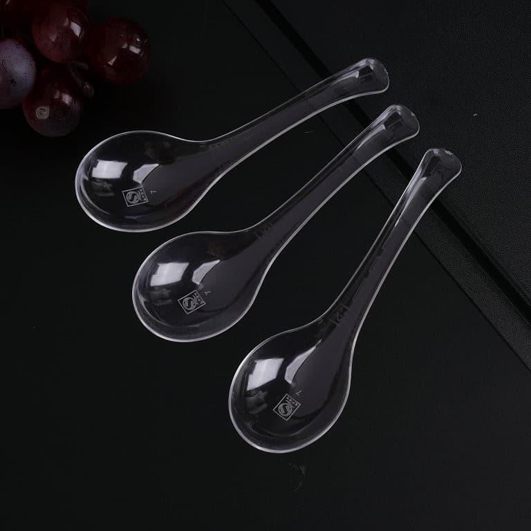 Disposable spoon thickened transparent plastic crystal spoon food grade PS hard spoon takeaway packaged spoon commercial wholesale