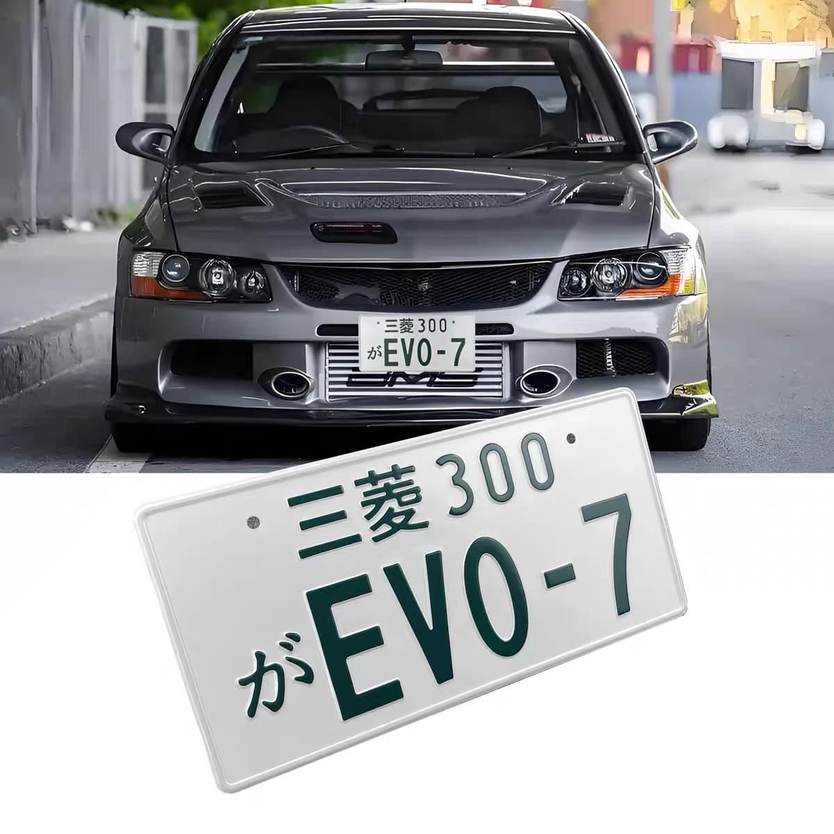Japanese Modified License Plate Decoration for Mitsubishi EVO7, 3D Aluminum Alloy License Plate Frame