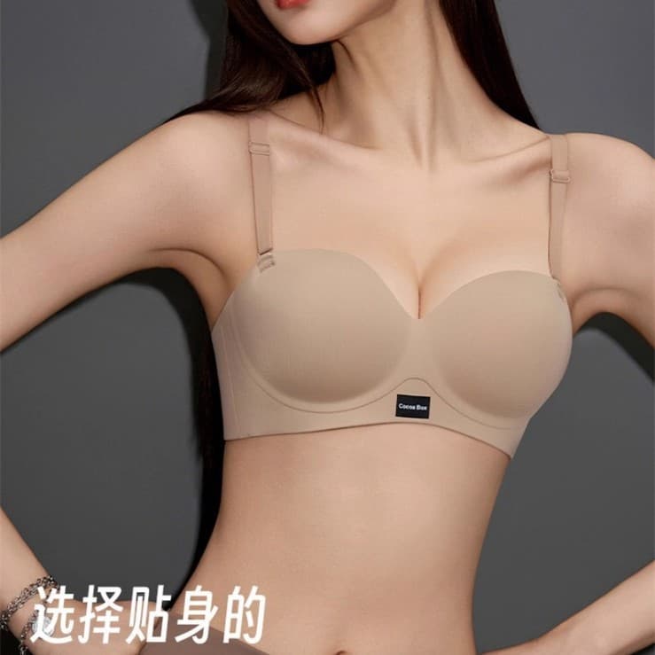 Half-Cup Seamless Comfortable Bra for Women with Small Breasts, Push-Up and Enhancement, Wire-Free, Anti-Sagging, Liquid Foundation Bra for Flat Chest
