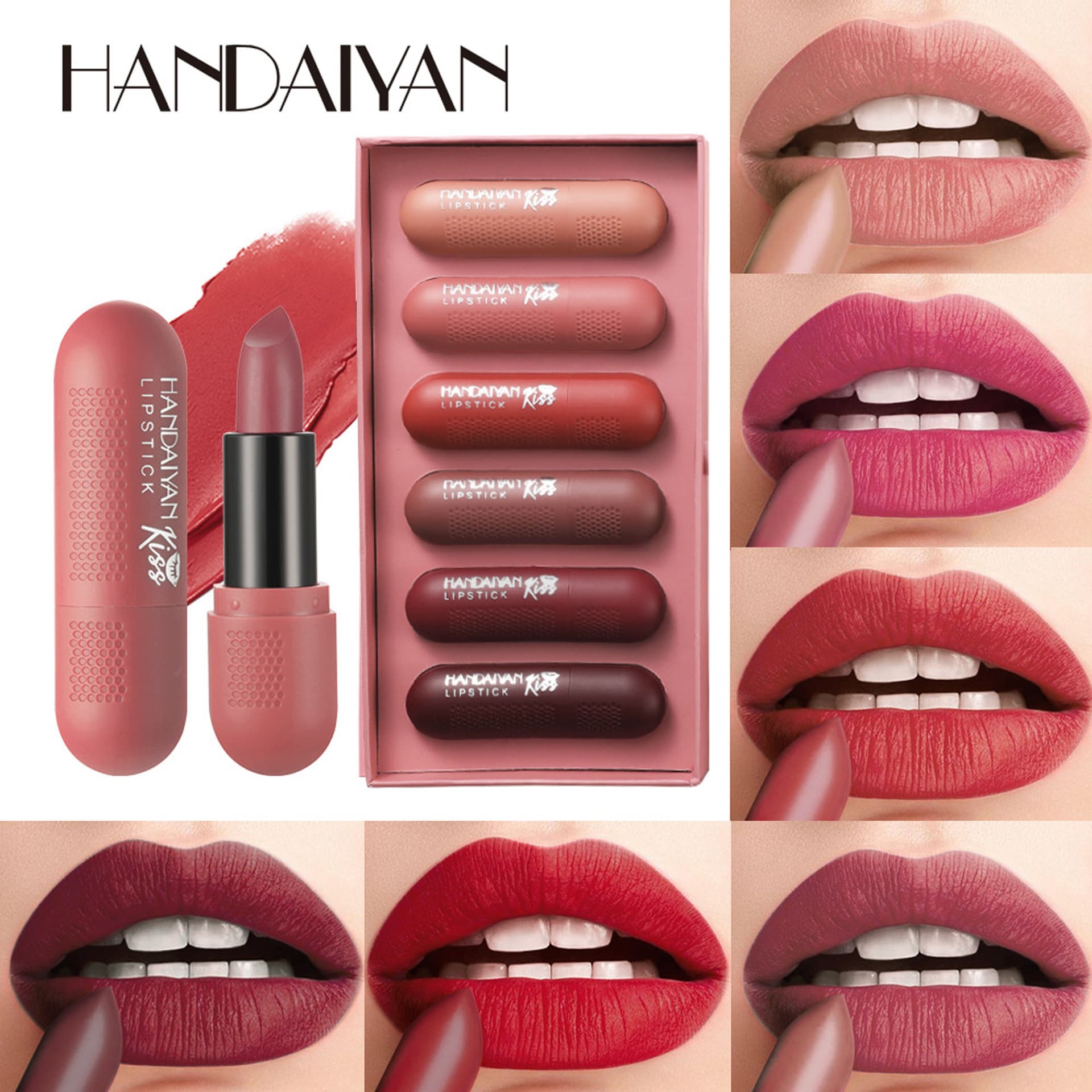 Cross-border Matte Lipstick Set Lip Balm Gift Box HANDAIYAN Long-lasting Non-fading Velvet Soft Matte Lipstick Set