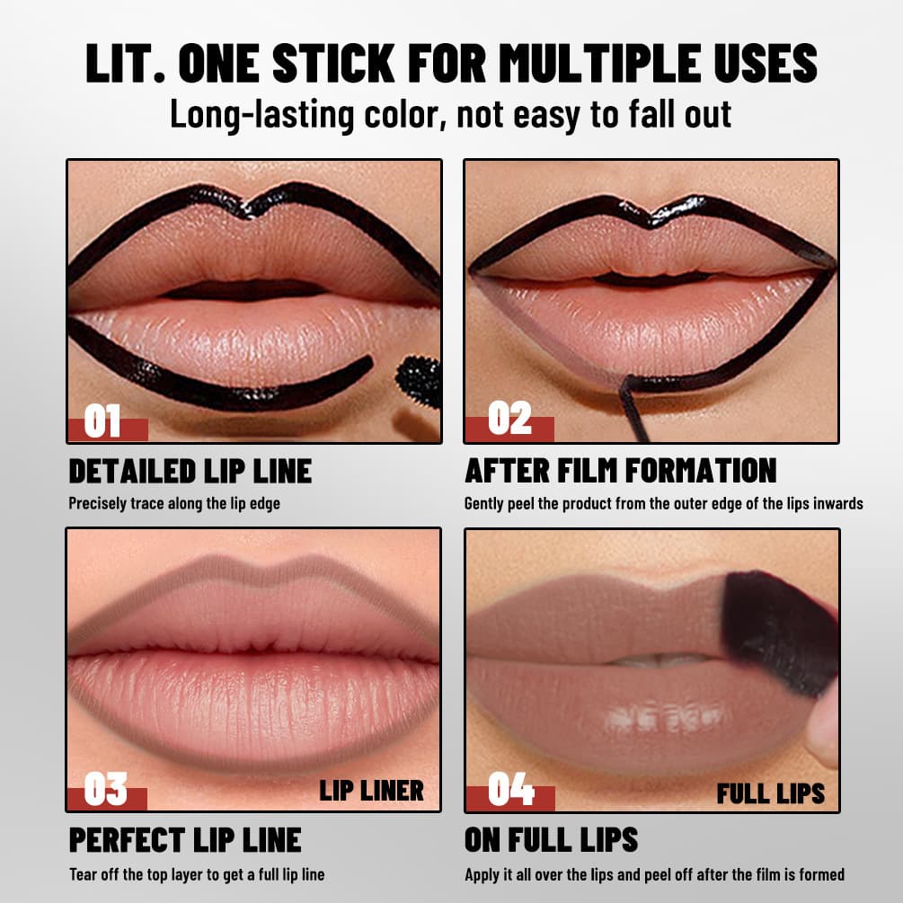 QIBEST Dual-End Liquid Lipstick Pearlescent Lip Gloss Lip Stain Long-Lasting Non-Fading Non-Stick Cup Lip Tint Lip Gloss Peel-Off Lip Mask