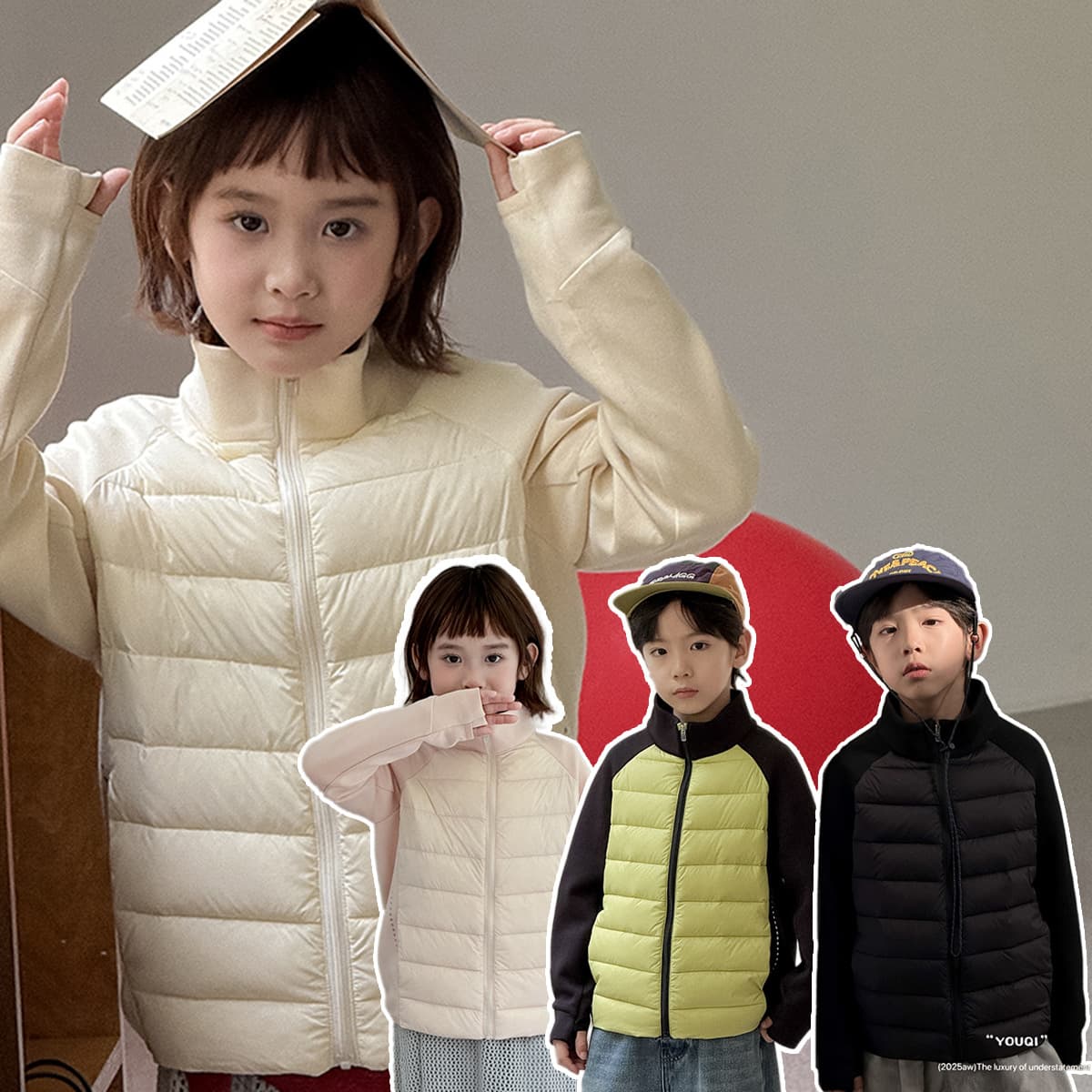 [Yoqi] 2025 Loose Thick Kids White Duck Down Children's Down Jacket Lining U226101