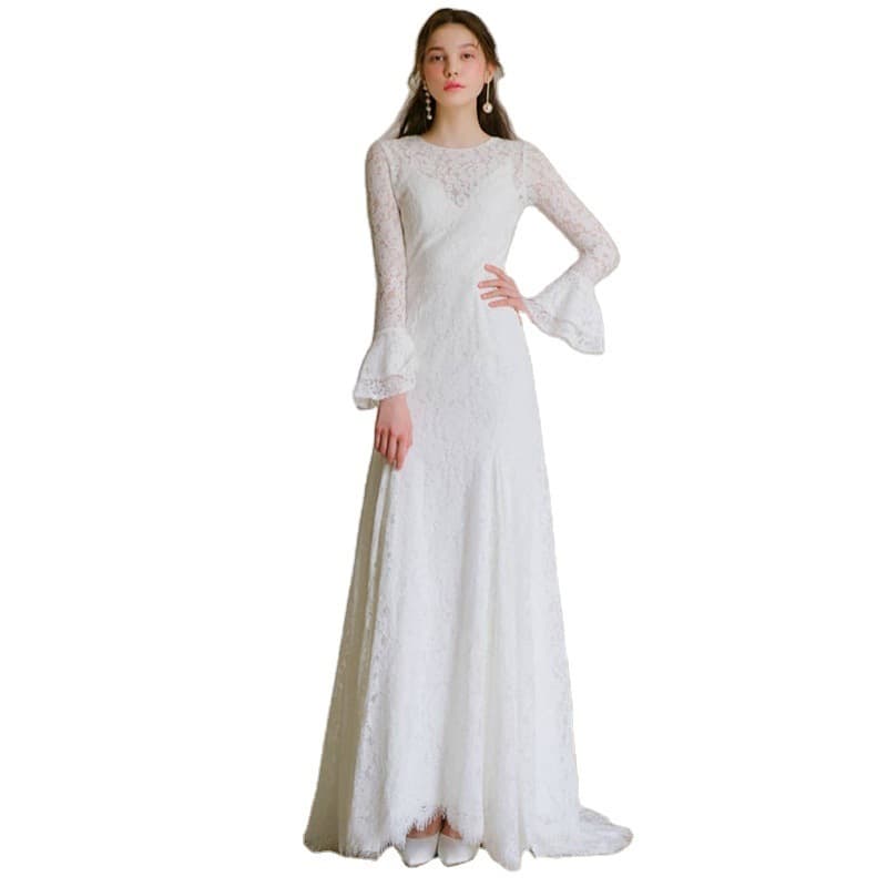 Light Wedding Dress 2026 Bride Slim Fit Hepburn Style Forest Banquet Evening Small Train Gown Wedding Party Elegant Dress