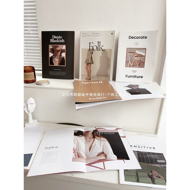 European and American fashion magazine shooting props, book cover, album, Internet celebrity English sense scene layout