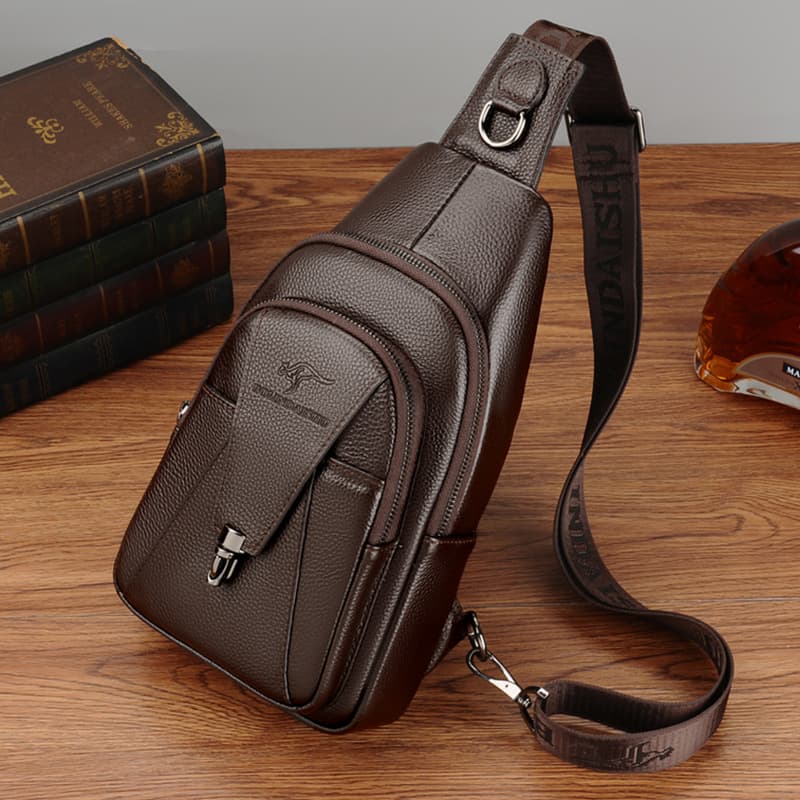 BOLINDAISHU Genuine Leather Men's Chest Bag Cowhide Crossbody Bag Casual Men's Bag Shoulder Bag Genuine Leather Waist Bag Men