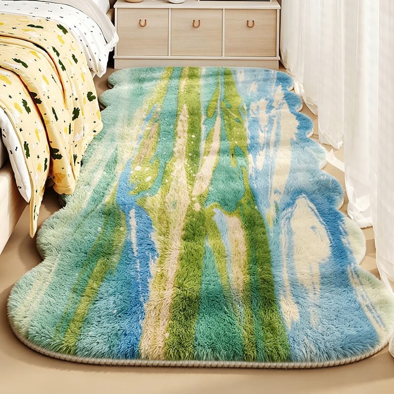 Dopamine special-shaped bedside blanket children's room cute soft thick imitation cashmere carpet living room bedroom decorative carpet