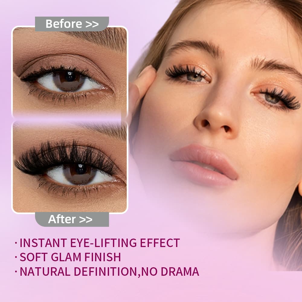 European and American 10-Pair Half Cat Eye False Lashes, Natural Eye Tail Lengthening Style, One-Piece Dense Lashes