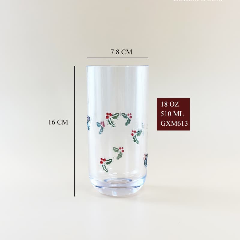 Factory Wholesale Acrylic Plastic Cup Water Cup Drop-Resistant Thickened Creative Christmas Tree Bow Heart Embossed Water Cup