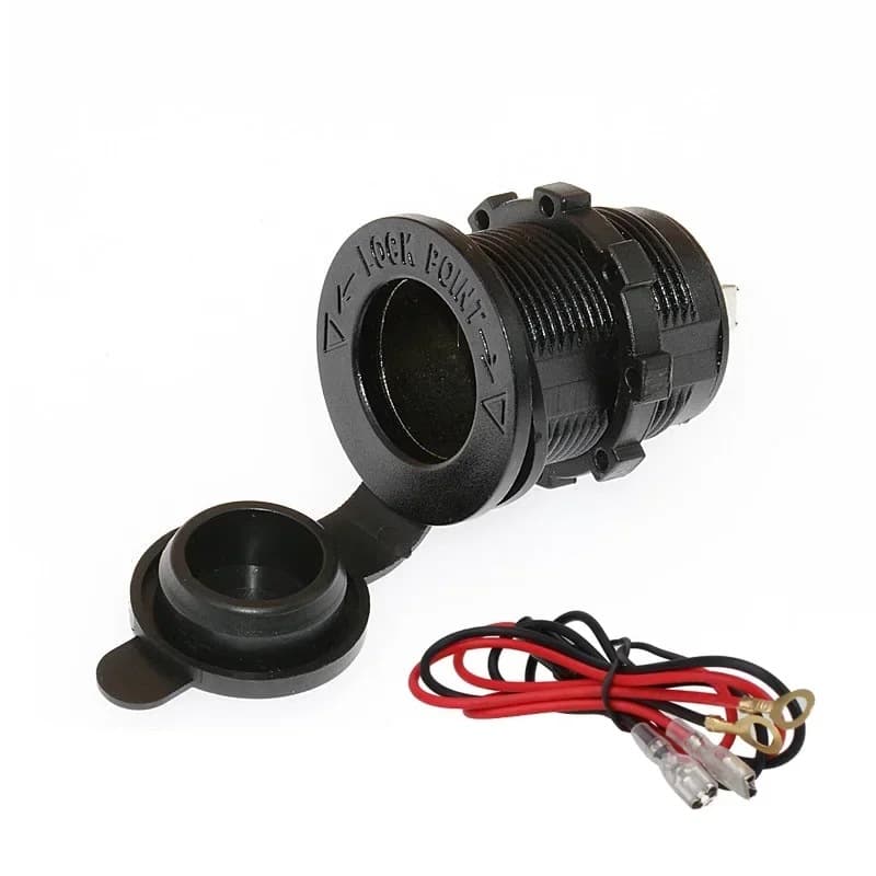 Car Cigarette Lighter 12-24V Socket with Wire, Waterproof Cigarette Lighter Base for Car Motorcycle Charger